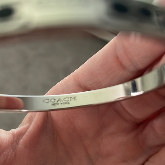 Coach silver with black enamel bangle bracelet. - Picture 3 of 4